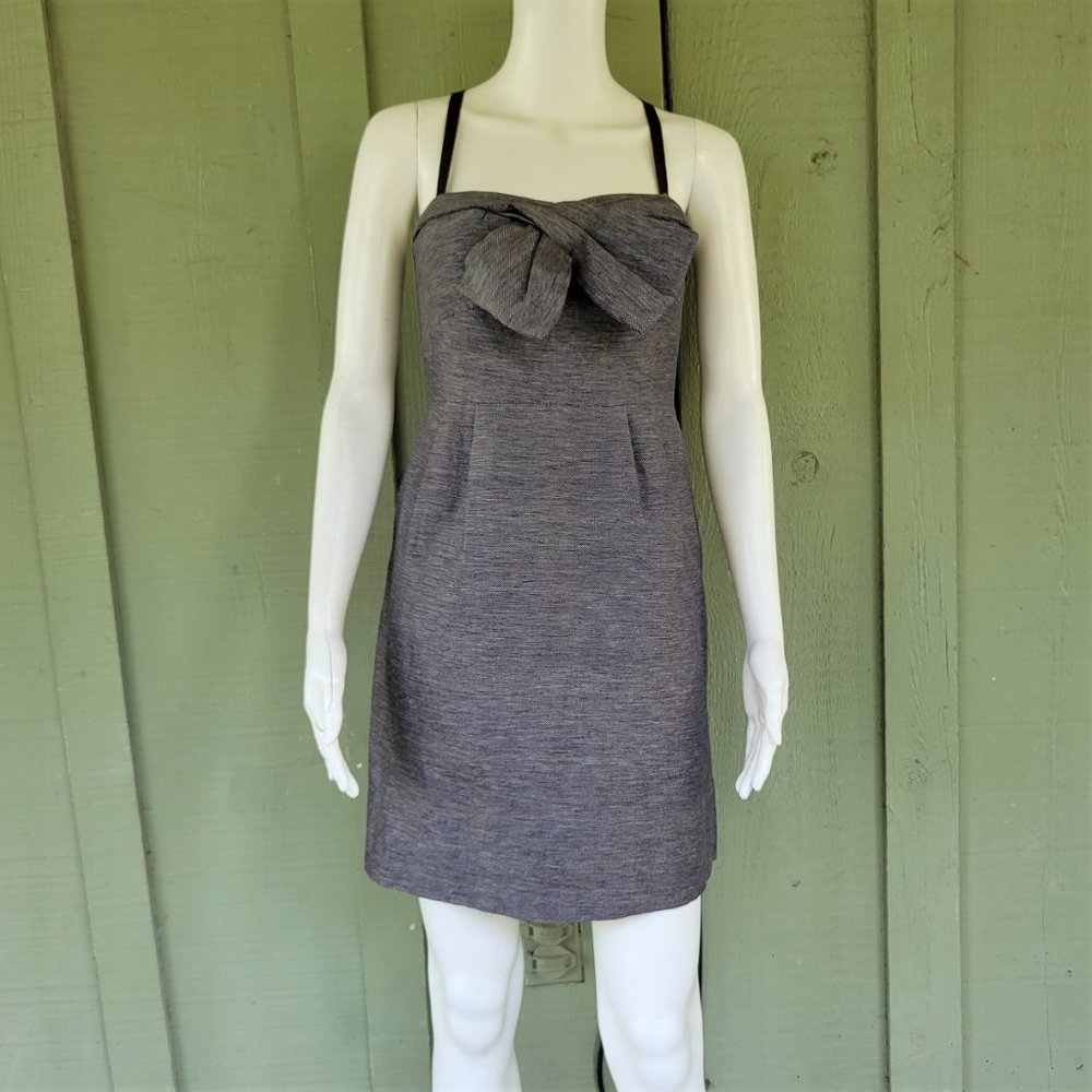 MINT by Jodi Arnold Blue Linen Blnd Bow Mini Dress 4